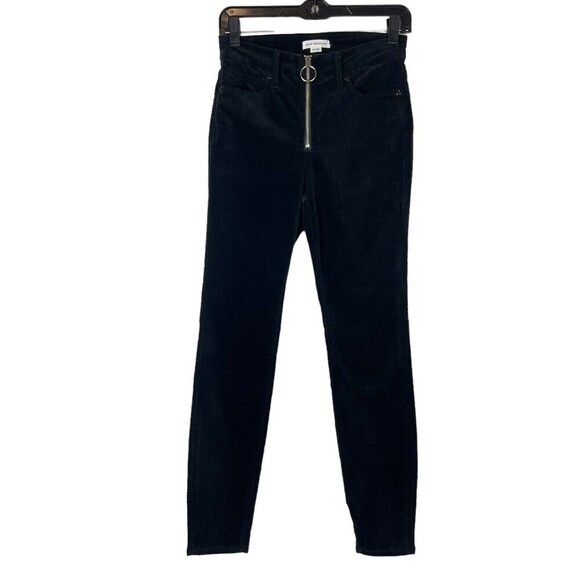 Good American Good Legs Exposed Zipped Velvet Size 4/27 black skinny Jeans - Picture 1 of 7